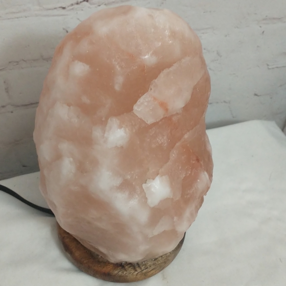 Natural Pink HIMALAYAN salt Lamp on Wood Base 2 Setting Low / High Switch 8.5" - Picture 4 of 11